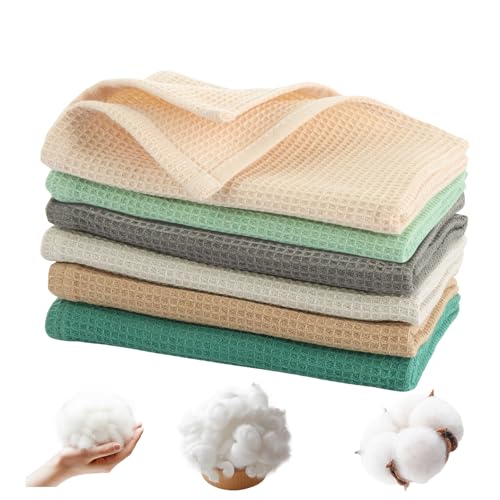 ASelected 6 Stück Geschirrtücher 35 x 35 cm Baumwolltücher Küchentücher Waffeltuch Tea Towels Spüllappen Putzlappen Trockentücher - 6 Farben von ASelected