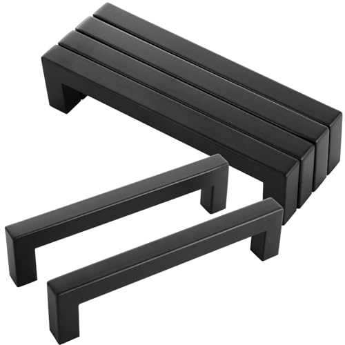 ASelected 6 Stück Möbelgriffe 128 MM Schwarz Küchengriffe aus Edelstahl Schrankgriffe Griffe für Küchenschränke mit 12 Schrauben für Schublade Schrank Möbel Küche Küchenschränke Kleiderschrank von ASelected