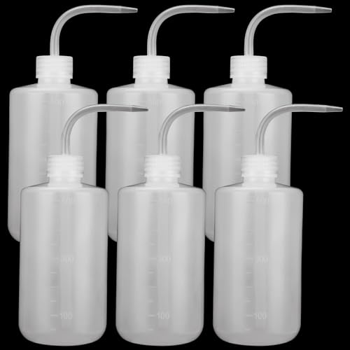ASelected 6 Stück Waschflasche 500ml SpritzflascheWaschen, Kunststoffwaschflaschen zum Eindrücken mit LDPE-Wasserflasche von ASelected