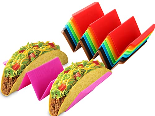 ASelected 8 Stück Taco Halter, bunte Taco-Halter, hochwertige große Taco-Tabletts für je bis zu 3 oder 2 Tacos, sehr hart und stabil, spülmaschinen- und mikrowellengeeignet ASelected 8 Stück Taco Halter, bunte Taco-Halter, hochwertige große Taco-Tabletts für je bis zu 3 oder 2 Tacos, sehr hart und stabil, spülmaschinen- und mikrowellengeeignet von ASelected
