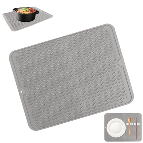 ASelected Abtropfmatte Geschirr 40 x 30 CM Abtropfmatte Spüle Geschirrabtropfmatte Dish Drying Mat Rutschfeste Hitzebeständige für Geschirrs Entwässerung von ASelected