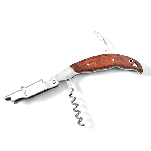 ASelected Kellnermesser Flaschenöffner 3-in-1 Weinöffner Korkenzieher Holz Kellnerbesteck Edelstahl mit Flaschenöffner & Folienschneider für jeden Anlass von ASelected