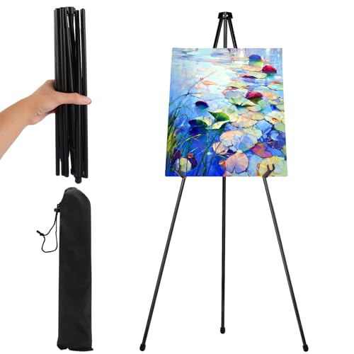 ASelected Willkommensschild Hochzeit - Tragbare Faltbare Staffelei für Bodenkunst - Verstellbar 160 CM Hoch - Metall-Poster-Stativ für Innen und Außen (Schwarz) von ASelected