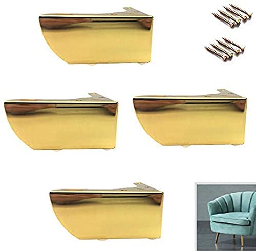 4 Stück moderne Sofabeine, Möbelbeine aus Metall, rechtwinklige Couchtischfüße, Schrankbeine, Möbelersatzbeine, Bett-TV-Schrank-Möbelstützbeine, DIY-Möbelzubehör (Gold H: 5 cm (Verlängerung)) von ASerZenith