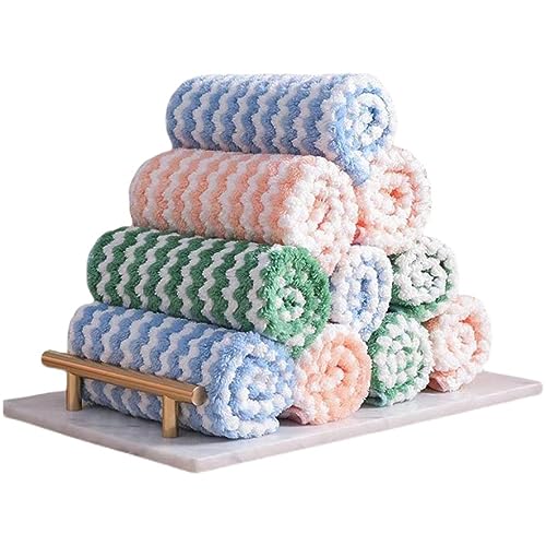 ASerZenith 10 Stück saugfähige Geschirrtücher, fusselfreies Polyester, Nicht klebende Lappen für die Küche und den Haushalt von ASerZenith