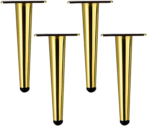 ASerZenith 4er-Pack Möbelbeine aus Metall, konische Schrankfüße, austauschbare Möbelfüße mit geradem Kegel, für Sessel, Sofa, Bett, Couchtisch, Ersatzteile (Farbe: Golden, Größe: 120 mm) (Golden 2 von ASerZenith