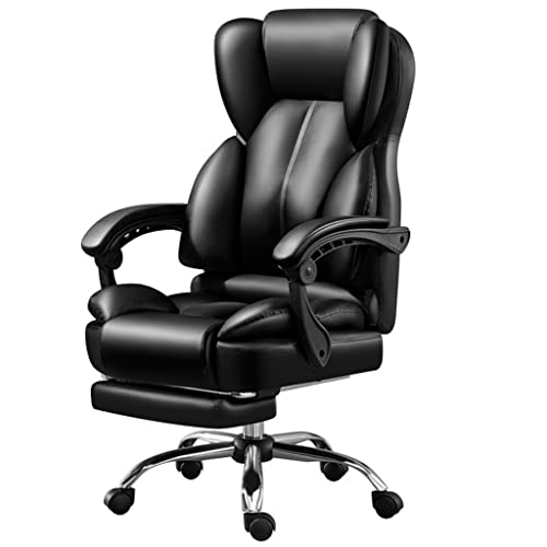 ASerZenith Ergonomischer Bürostuhl aus PU-Leder, 136 kg hohe Rückenlehne, Chefsessel, Massage, Computer-Schreibtischstuhl mit verstellbarer Lendenwirbelstütze, hohe Rückenlehne, Chefsessel, Drehstuhl von ASerZenith