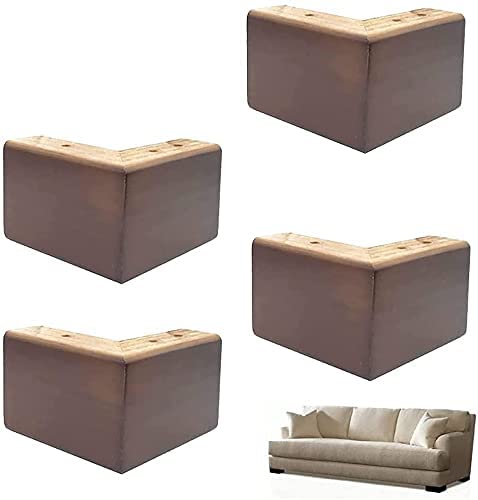 ASerZenith Holz-Möbelbeine, Moderne Massivholz-Sofa-Stuhl-Ersatzbeine, Couch-Kommode, Sessel, Schrankbeine für Möbel, Set mit 4 L-förmigen Sofa-Couchtisch-Stützfüßen (Walnuss 10 cm) von ASerZenith