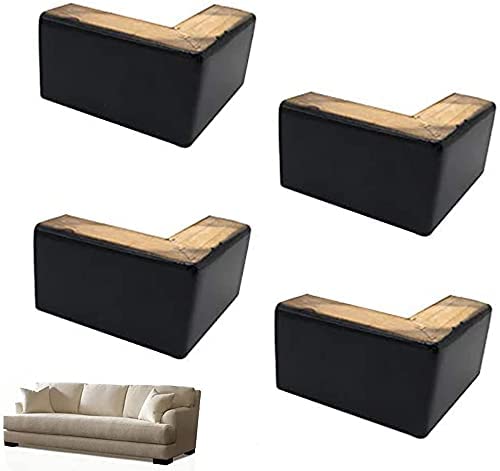 ASerZenith Holz-Möbelbeine, Moderne Massivholz-Sofa-Stuhl-Ersatzbeine, Couch-Kommode, Sessel, Schrankbeine für Möbel, Set mit 4 L-förmigen Sofa-Couchtisch-Stützfüßen (schwarz, 10 cm) von ASerZenith