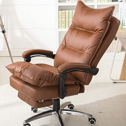 ASerZenith Kommerzieller ergonomischer Chefsessel mit hoher Rückenlehne, Lederfaserstoff, 136 kg hohe Rückenlehne, Chefsessel, Massage, Computer-Schreibtischstuhl, Leder, weicher Drehstuhl mit von ASerZenith