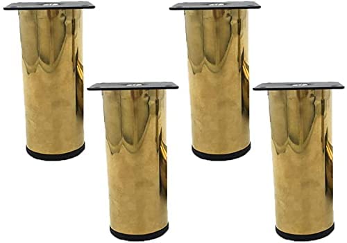 ASerZenith Möbelbeine Metalltischbeine Gold Möbelfüße Edelstahlfüße Runde Ersatzmöbelerhöhung Beine Couchbeine Sofa Schreibtischbeine Bettschränke Erhöhungen 4 Stück (Größe: 10 cm) (Gold 10 cm) von ASerZenith