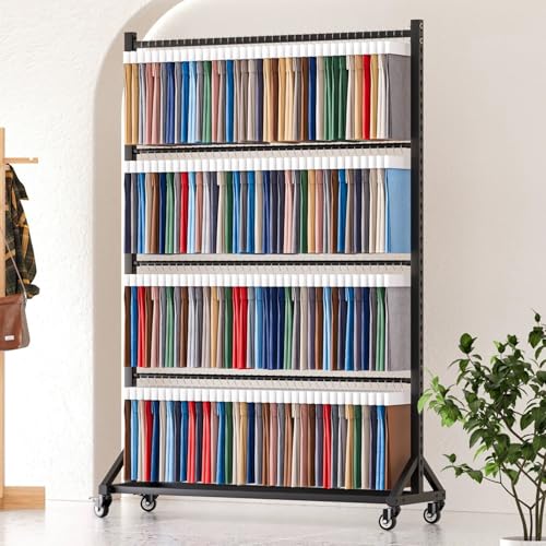ASerZenith Stoffrollen-Aufbewahrungsregal, Textilstoff-Präsentationsregal Aus Metall, Handelsübliches Stoffvorhang-Muster-Farbkarten-Präsentationsregal, Lederschal-Organiz（143X45X205Cm-3 Tier） von ASerZenith