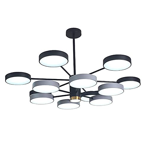 Moderne 12-Punkt Led Kronleuchter Opaline Rund Acryl Lampenschirm Während Licht Unregelmäßig Schwarz Chrom Finish Küchendeckenleuchte Wohnzimmer-Schwarz Und Sza(Chrome,Gray-12T) von ASerZenith