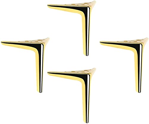 Schrankbeine, dreieckige Möbelstützfüße, Ersatzbeine aus Metall, verwendet für Betten, Couchtische, Sessel, stabile Sofafüße, 4er-Set (Farbe: Gold, Größe: 15 cm/6 Zoll) (Gold 12 cm/4,7 Zoll) von ASerZenith