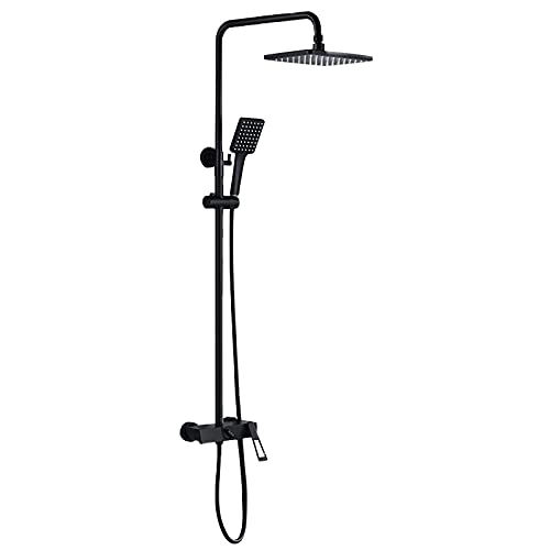 Wasserhahn/Wasserhahn, Duschsystem mit Wannenauslauf, Regenmischer, Dusch-Kombi-Set mit rechteckigem Regenduschkopf, Duscharmatur-Set mit Handheld-Combo-Set, gebürstetes Gold (schwarz) von ASerZenith