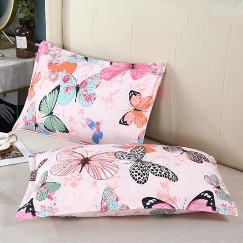 AShanlan 2er Set Kissenbezug 80x80 Rosa Schmetterling Kopfkissenbezug 80 x 80 Bunt Butterfly Kissen Bezug 80x80cm Dekorative Kissenhülle Mikrofaser Polsterbezug Set Pillow Case Pillow Cover von AShanlan