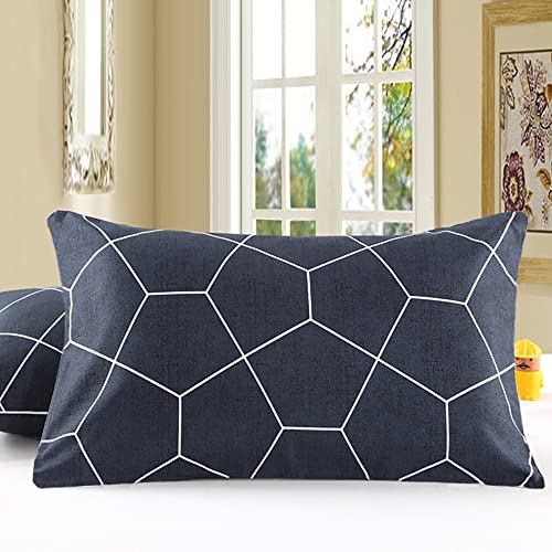 AShanlan 2er Set Kissenbezug Kissenbezüge 80 x 80 cm Marineblau Blau Weiß Geometrisch Muster Mikrofaser Kopfkissenbezug 80x80 Kissenhülle Doppelpack Marineblau von AShanlan