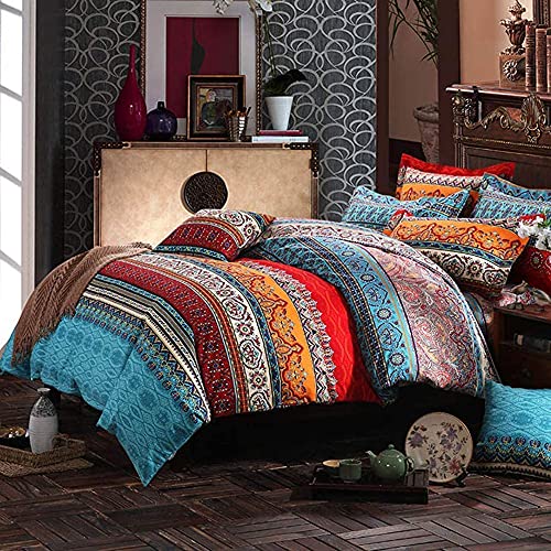 AShanlan 3 Teilig Luxus Böhmisch Bettwäsche 200x200 Doppelbett Bohemian Indisch Bettbezug mit Kissenbezug 80x80 Reißverschluss Premium Qualität Atmungsaktiv Mikrofaser Bettbezüge von AShanlan