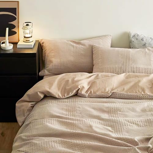 AShanlan Bettwäsche 135x200 4teilig Taupe Waffelpique Karierte 2er Bettbezug 135 x 200 und 2 Kissenbezug 80x80 cm Modern Textur Microfaser Bettwäsche-Sets mit Reißverschluss AShanlan Bettwäsche 135x200 4teilig Taupe Waffelpique Karierte 2er Bettbezug 135 x 200 und 2 Kissenbezug 80x80 cm Modern Textur Microfaser Bettwäsche-Sets mit Reißverschluss von AShanlan