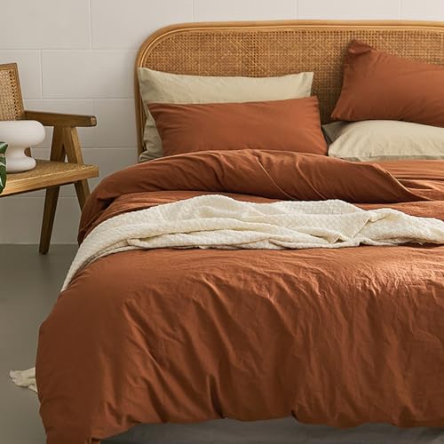 AShanlan Bettwäsche 135x200 Terracotta Einfarbig Weich & Atmungsaktiv Gewaschene Microfaser Bettbezug mit 1 Kissenbezug 80x80 cm Einzelbett Alle Jahreszeiten Bettwäsche Set von AShanlan