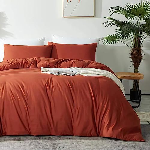 AShanlan Bettwäsche 135x200 Terracotta 2 Teilig 100% Microfaser Einfarbig Bettwäsche Set mit 1 Kissenbezüge 80x80 cm Orange Bettwäsche mit Reißverschluss Weich und Bügelfrei von AShanlan