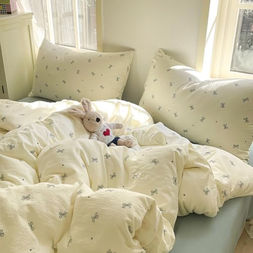 AShanlan Bettwäsche 155x220 Schleifen Beige Bettbezug 2teilig Herzen Schleifenmuster Bettwäsche-Sets 155 x 220 mit Kissenbezug 80x80 cm Mikrofaser Duvet Cover für Einzelbett mit Reißverschluss AShanlan Bettwäsche 155x220 Schleifen Beige Bettbezug 2teilig Herzen Schleifenmuster Bettwäsche-Sets 155 x 220 mit Kissenbezug 80x80 cm Mikrofaser Duvet Cover für Einzelbett mit Reißverschluss von AShanlan