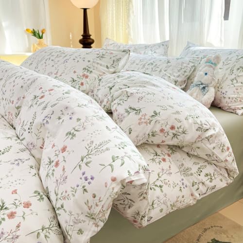 AShanlan Bettwäsche 220x240 Baumwolle Pflanzen Blumenmuster Bettwäsche-Sets mit Reißverschluss 3teilig Botanisch Blumen Blätter Bettbezug und 2 x Kissenbezug 80x80 cm von AShanlan