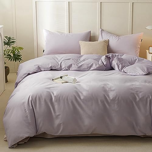 AShanlan Bettwäsche Set 135x200 cm Lila Uni Bettbezug mit Kissenbezug 80x80 cm 100% Weiche und Angenehme Mikrofaser 2 Teilig Violett Bettwäsche mit Reißverschluss für Einzelbett von AShanlan