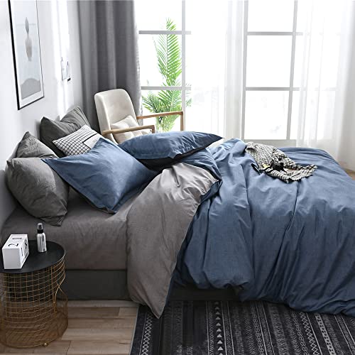 AShanlan Bettwäsche Set 220x240 Blau Grau Unifarben Wendebettwäsche 100% Weiche Angenehme Mikrofaser - 1 Bettbezug 220 x 240 cm + 2 Kissenbezüge 80 x 80 Reißverschluss Blau Grau AShanlan Bettwäsche Set 220x240 Blau Grau Unifarben Wendebettwäsche 100% Weiche Angenehme Mikrofaser - 1 Bettbezug 220 x 240 cm + 2 Kissenbezüge 80 x 80 Reißverschluss Blau Grau von AShanlan