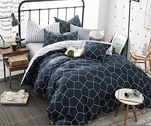 AShanlan Bettwäsche Set 220x240 Marineblau Bettbezug Geometrisch Muster 3 Teilig Blau Weiß Streifen Modern Wendebettwäsche 100% Mikrofaser Reißverschluss Kissenbezüge 80x80 Marineblau AShanlan Bettwäsche Set 220x240 Marineblau Bettbezug Geometrisch Muster 3 Teilig Blau Weiß Streifen Modern Wendebettwäsche 100% Mikrofaser Reißverschluss Kissenbezüge 80x80 Marineblau von AShanlan