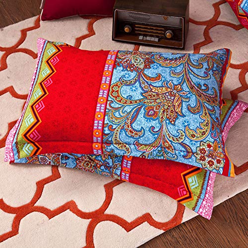 AShanlan Bohemian Kissenbezug 40 x 80 2er Set Bunt Indisch Boho Stil Kopfkissenbezug 40 x 80 cm Exotische Muster Kissen Bezug 40x80cm 120GSM Mikrofaser Kissenhülle Polsterbezug Pillow Cover von AShanlan