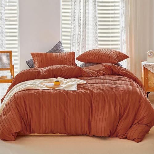 AShanlan Boho Bettwäsche 220x240 Terracotta Getuftet Stickerei Gestreift Bohemian Style Bettbezug Microfaser Wendebettwäsche Set und 2 Kissenbezug 80x80 cm Reißverschluss AShanlan Boho Bettwäsche 220x240 Terracotta Getuftet Stickerei Gestreift Bohemian Style Bettbezug Microfaser Wendebettwäsche Set und 2 Kissenbezug 80x80 cm Reißverschluss von AShanlan