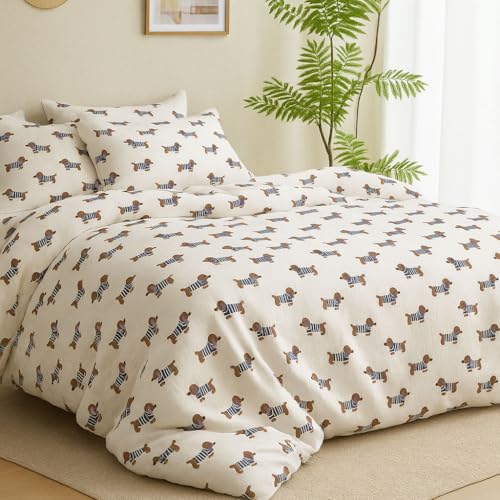 AShanlan Doppelte Musselin Bettwäsche 155x220 cm Baumwolle Braun Dackel Bettwäsche-Sets ÖKO-TEX Zertifizierte 1 Bettbezug und 1 Kissenbezüge 80x80 cm mit Reißverschluss AShanlan Doppelte Musselin Bettwäsche 155x220 cm Baumwolle Braun Dackel Bettwäsche-Sets ÖKO-TEX Zertifizierte 1 Bettbezug und 1 Kissenbezüge 80x80 cm mit Reißverschluss von AShanlan