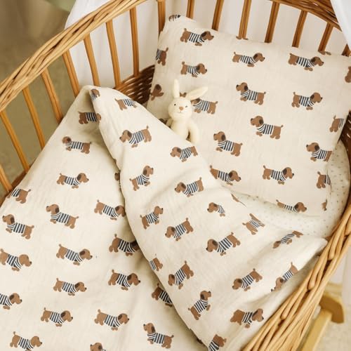 AShanlan Kinderbettwäsche 100x135 Baumwolle Musselin Bettwäsche Kinder Jungen 100 x 135 cm + Kissenbezug 40x60 cm Braun Dackel Muster Oeko-TEX zertifizierte Bettbezug mit Reißverschluss AShanlan Kinderbettwäsche 100x135 Baumwolle Musselin Bettwäsche Kinder Jungen 100 x 135 cm + Kissenbezug 40x60 cm Braun Dackel Muster Oeko-TEX zertifizierte Bettbezug mit Reißverschluss von AShanlan