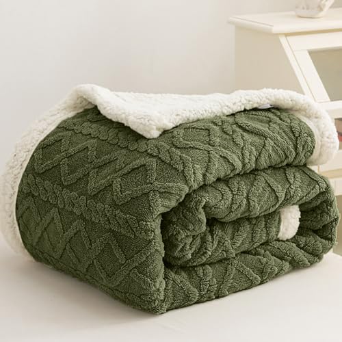 AShanlan Kuscheldecke Flauschig Decke Super Warme Flannell Sherpa Decke Wohndecke Überwurfdecke für Bett Sofa Couch Grün 150x200 cm von AShanlan