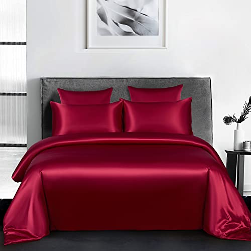 AShanlan Satin Bettwäsche 200x220 Burgunderrot Glänzend Bettwäsche-Sets Glatt Angenehm Glanzsatin Seiden Bettbezug 200 x 220 + 2 Kissenbezug 80x80 cm mit Reißverschluss AShanlan Satin Bettwäsche 200x220 Burgunderrot Glänzend Bettwäsche-Sets Glatt Angenehm Glanzsatin Seiden Bettbezug 200 x 220 + 2 Kissenbezug 80x80 cm mit Reißverschluss von AShanlan