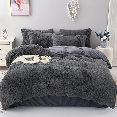 AShanlan Warme Plüsch Bettwäsche 155x220 Grau Flauschig Winter Bettbezug Langhaar Flausch Fleece Plüschbettwäsche Set mit Reißverschluss Kopfkissenbezug - 155 x 220 + 80 x 80 cm AShanlan Warme Plüsch Bettwäsche 155x220 Grau Flauschig Winter Bettbezug Langhaar Flausch Fleece Plüschbettwäsche Set mit Reißverschluss Kopfkissenbezug - 155 x 220 + 80 x 80 cm von AShanlan