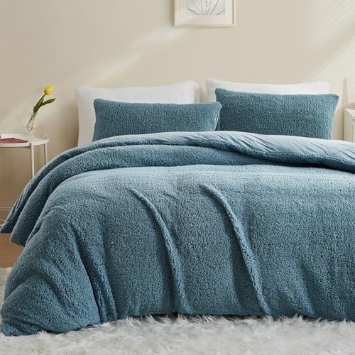 AShanlan Winter Feece Bettwäsche 155x220 Cashmere Touch Super Warme Sherpa Bettbezug Flauschig Teddy Fleece Flanell Deckenbezug mit Reißverschluss und Kissenbezug 80x80 cm Petrol Blau AShanlan Winter Feece Bettwäsche 155x220 Cashmere Touch Super Warme Sherpa Bettbezug Flauschig Teddy Fleece Flanell Deckenbezug mit Reißverschluss und Kissenbezug 80x80 cm Petrol Blau von AShanlan
