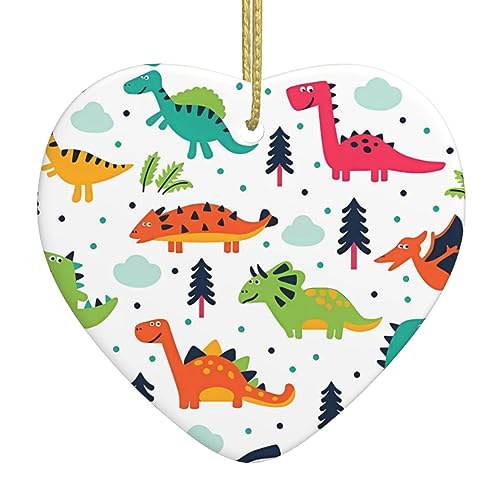 Bunte Dinosaurier-Druck, personalisierte Weihnachtskugel, Keramik Weihnachten Hängende Ornament, Weihnachtsbaumschmuck Für Freund Freundin Frau Xmas Geschenke von ASmeir