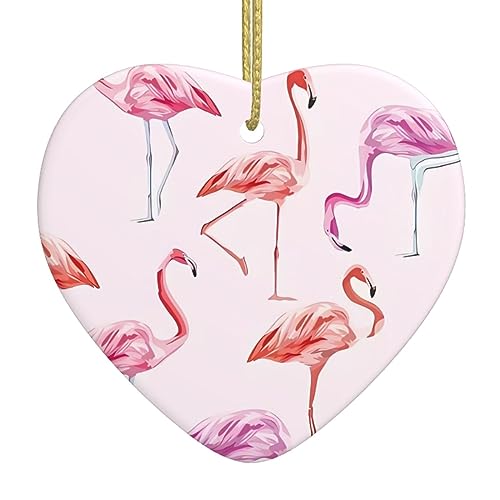 Malerei Flamingo Druck Personalisierte Weihnachtskugel, Keramik Weihnachten Hängende Ornament, Weihnachtsbaum Dekoration Für Freund Freundin Frau Xmas Geschenke von ASmeir