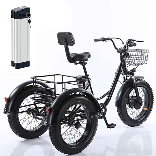 20" 3-Rad Elektrofahrrad FüR Senioren, Elektro-Dreirad FüR Erwachsene, Mit Abnehmbarer 36V 12Ah Lithiumbatterie, Motorisiertes Dreirad Mit Korb, FüR Frauen Und MäNner von ASnwpaK