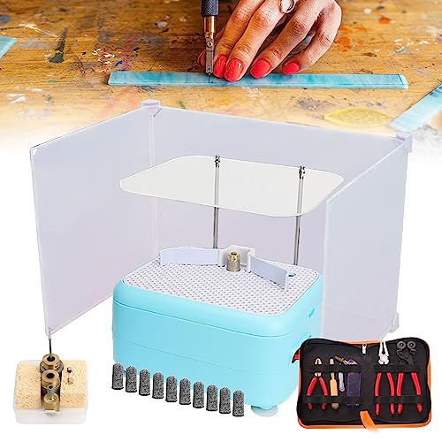ASumPio Buntglas-Set, Buntglas-Schleifer-Set Für Buntglas-/Mosaik-Bastelarbeiten, Mit Professionellem Glas-Winkelschleifer, 4-Teilig (Blau) von ASumPio