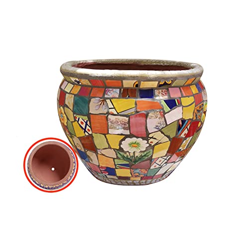 ASumPio Handbemalter bunter klassischer Übertopf, Keramik, großer Blumentopf, Garten, Balkon, Dekoration, Bonsaischopf, ländlicher Innenhof (B-Kaliber 28 cm) von ASumPio
