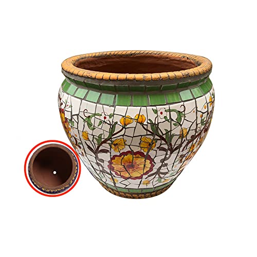 ASumPio Handbemalter bunter klassischer Übertopf, Keramik, großer Blumentopf, Garten, Balkon, Dekoration, Bonsaischopf, ländlicher Innenhof (Kaliber 17 cm) von ASumPio