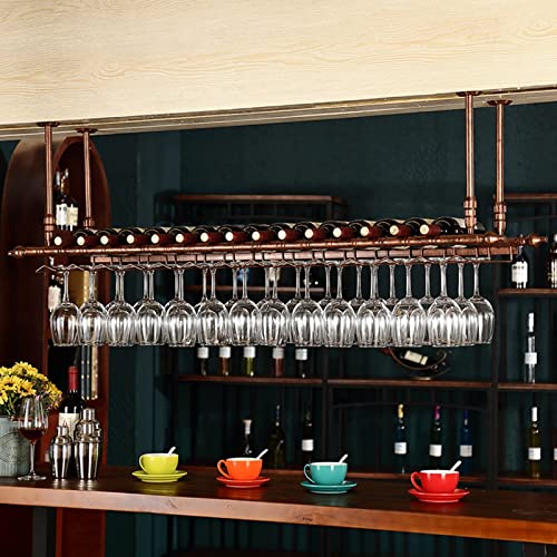 ASumPio Weinglasregal, Weinglashalter, Deckenmontierter Weinglashalter, Weinhalter Loft Vintage Hängendes Weinregal, Weinregale, Höhenverstellbar Für Bar/Restaurant/Küche (Bronze B 60 X 30 cm) von ASumPio