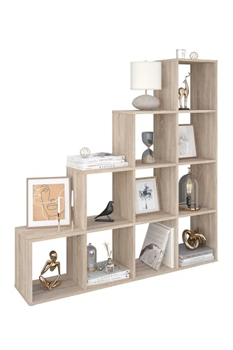 AT4 Regal Cubic Raumteiler - Eiche: Langlebiges Melaminholz, viel Stauraum, einfache Montage - modernes Design von AT4