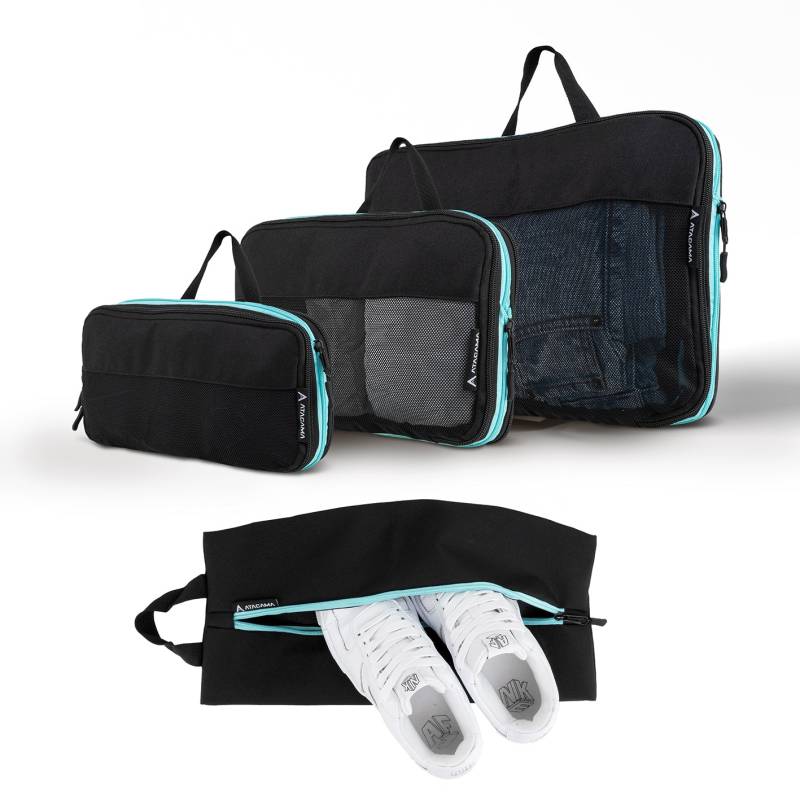 Kompressions-Packwürfel-Set / 4er-Set - Schwarz-Türkis von ATACAMA
