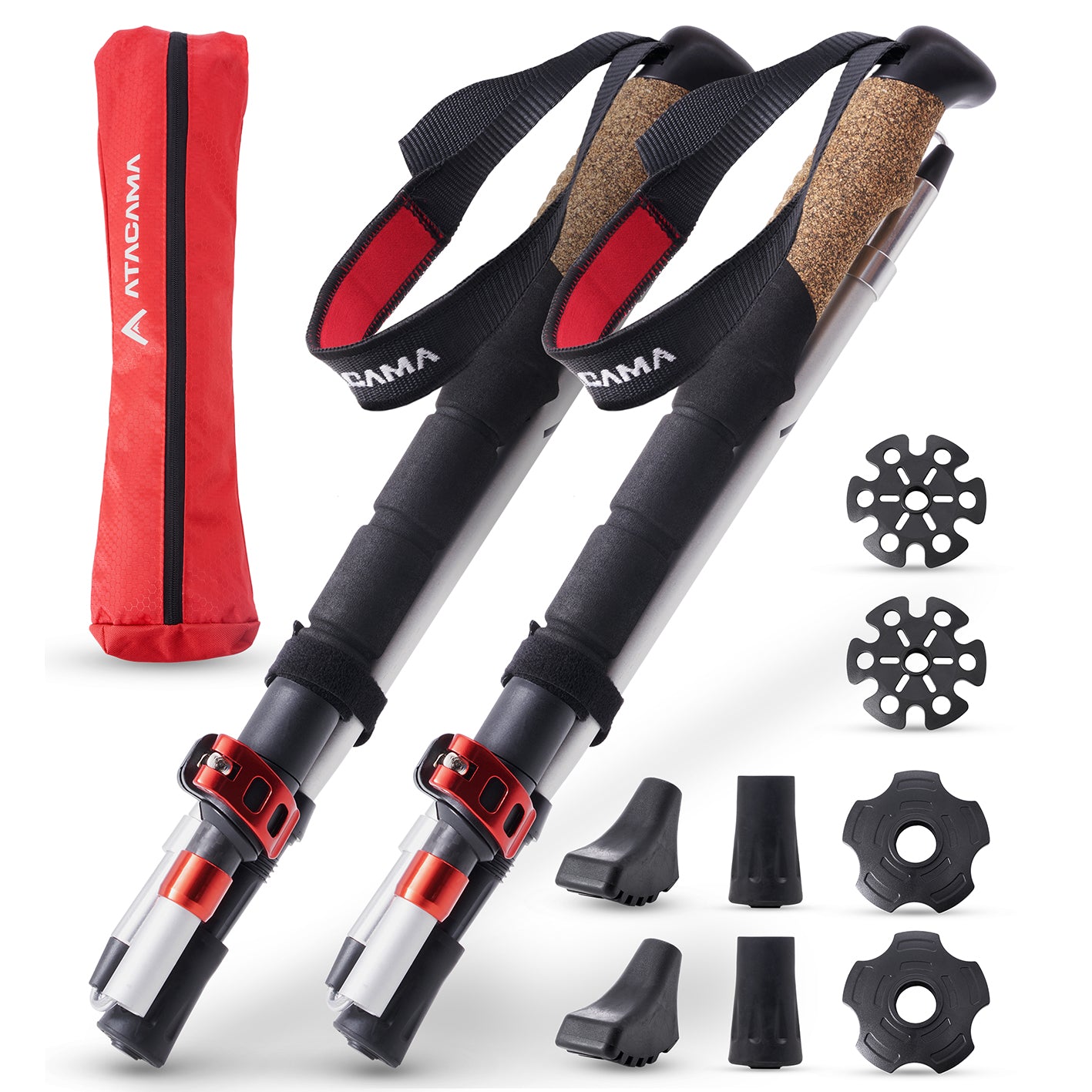 Teleskop Wanderstöcke - faltbar - CarbonMix - 63 cm /135 cm von ATACAMA