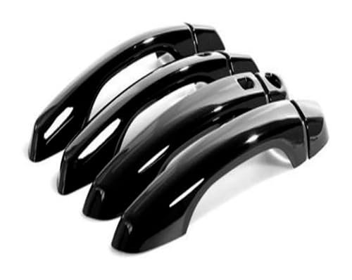 ATACDVDYEU Auto Außentür Griff Abdeckung Für Verna Für Solaris 2018-2022 Einloch-Türgriff Anti-Scratch-Cup-Pull-Protector-Kit(Dual Smart Bright Black) von ATACDVDYEU