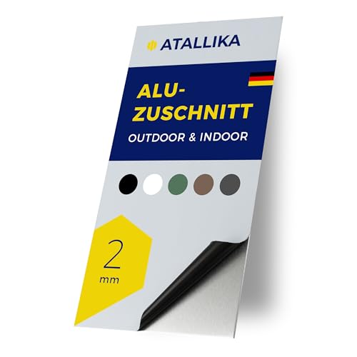 ATALLIKA Aluminium Platte [blank, 900x250 mm] - 2mm dickes Alublech [wetterfest für Outdoor & Indoor] - präziser Blech-Zuschnitt aus Deutschland von ATALLIKA